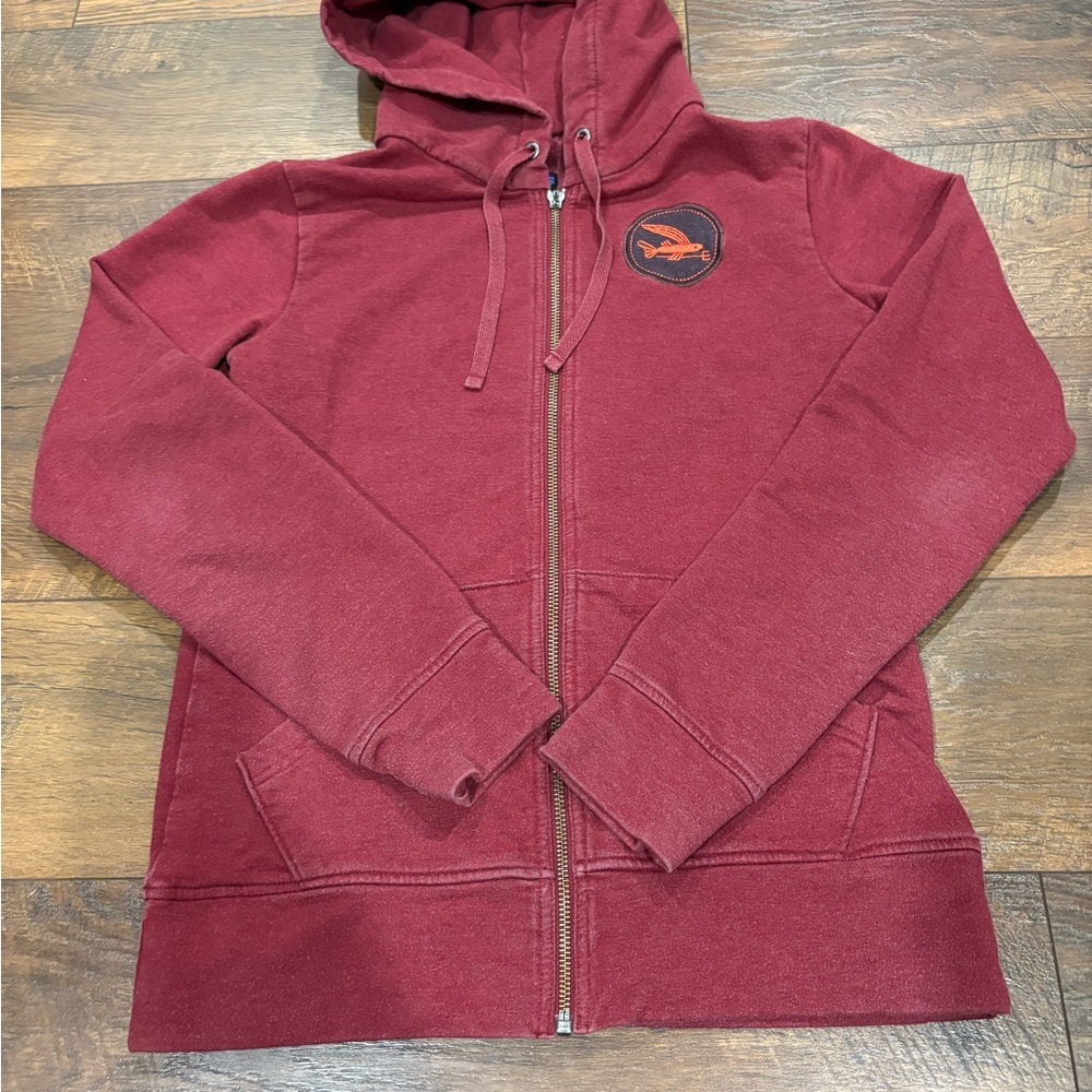 Patagonia Red Zip-Up Hoodie Jacket flying fish xs